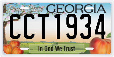GA license plate CCT1934