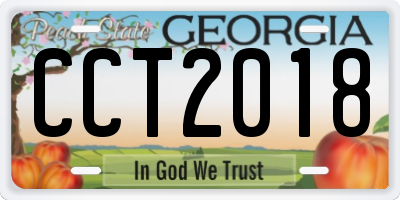 GA license plate CCT2018