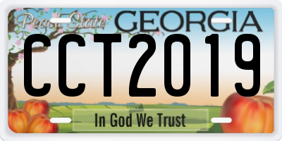 GA license plate CCT2019