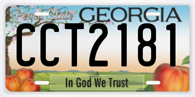 GA license plate CCT2181