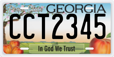 GA license plate CCT2345