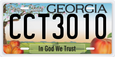 GA license plate CCT3010