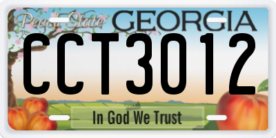 GA license plate CCT3012