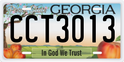 GA license plate CCT3013