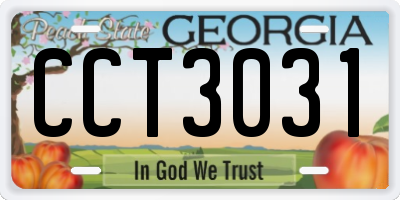 GA license plate CCT3031
