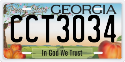 GA license plate CCT3034