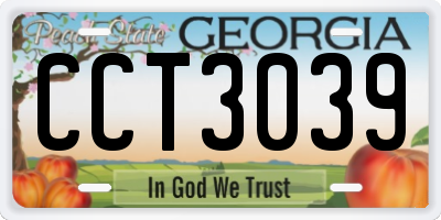 GA license plate CCT3039