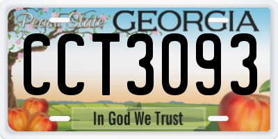 GA license plate CCT3093
