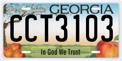 GA license plate CCT3103