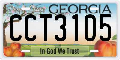 GA license plate CCT3105