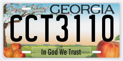 GA license plate CCT3110