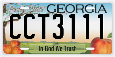 GA license plate CCT3111