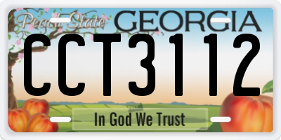 GA license plate CCT3112