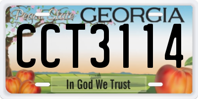 GA license plate CCT3114