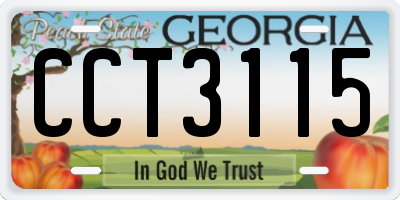 GA license plate CCT3115