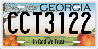 GA license plate CCT3122