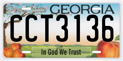 GA license plate CCT3136