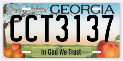 GA license plate CCT3137