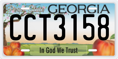 GA license plate CCT3158