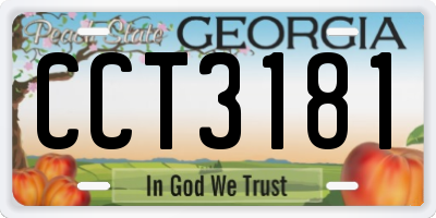 GA license plate CCT3181
