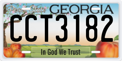 GA license plate CCT3182