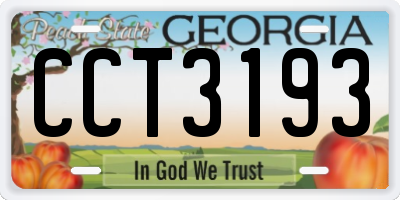 GA license plate CCT3193