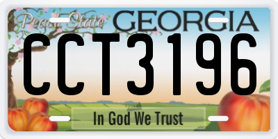 GA license plate CCT3196