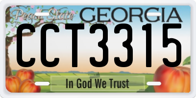GA license plate CCT3315