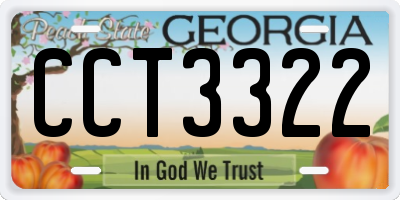 GA license plate CCT3322