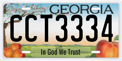 GA license plate CCT3334
