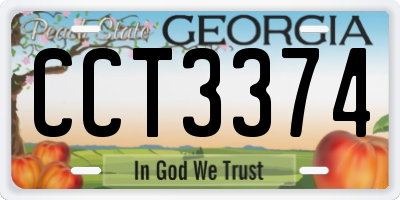 GA license plate CCT3374