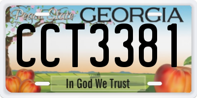 GA license plate CCT3381