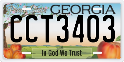 GA license plate CCT3403