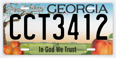 GA license plate CCT3412