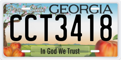 GA license plate CCT3418