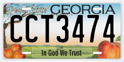 GA license plate CCT3474