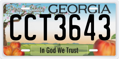 GA license plate CCT3643