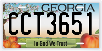 GA license plate CCT3651