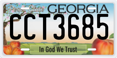 GA license plate CCT3685