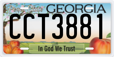 GA license plate CCT3881