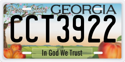 GA license plate CCT3922