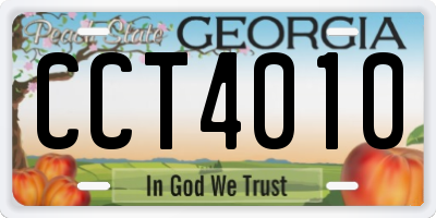 GA license plate CCT4010