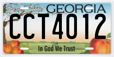 GA license plate CCT4012