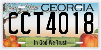 GA license plate CCT4018