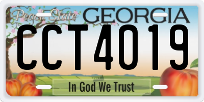 GA license plate CCT4019