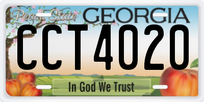 GA license plate CCT4020