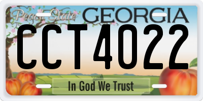 GA license plate CCT4022