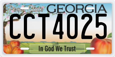 GA license plate CCT4025