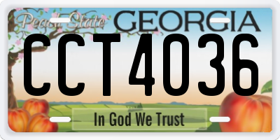 GA license plate CCT4036