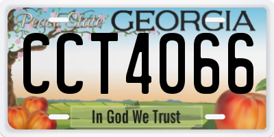 GA license plate CCT4066